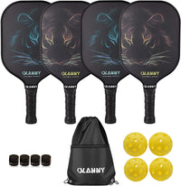 Thumbnail for OLANNY Pickle Ball Raquette Set of 4 Lightweight Pickleball Paddle Set Premium Comfort Grip Polymer Honeycomb Core Set of Four Paddles,4 Replacement Soft Grip,4 Balls & Drawstring Bag