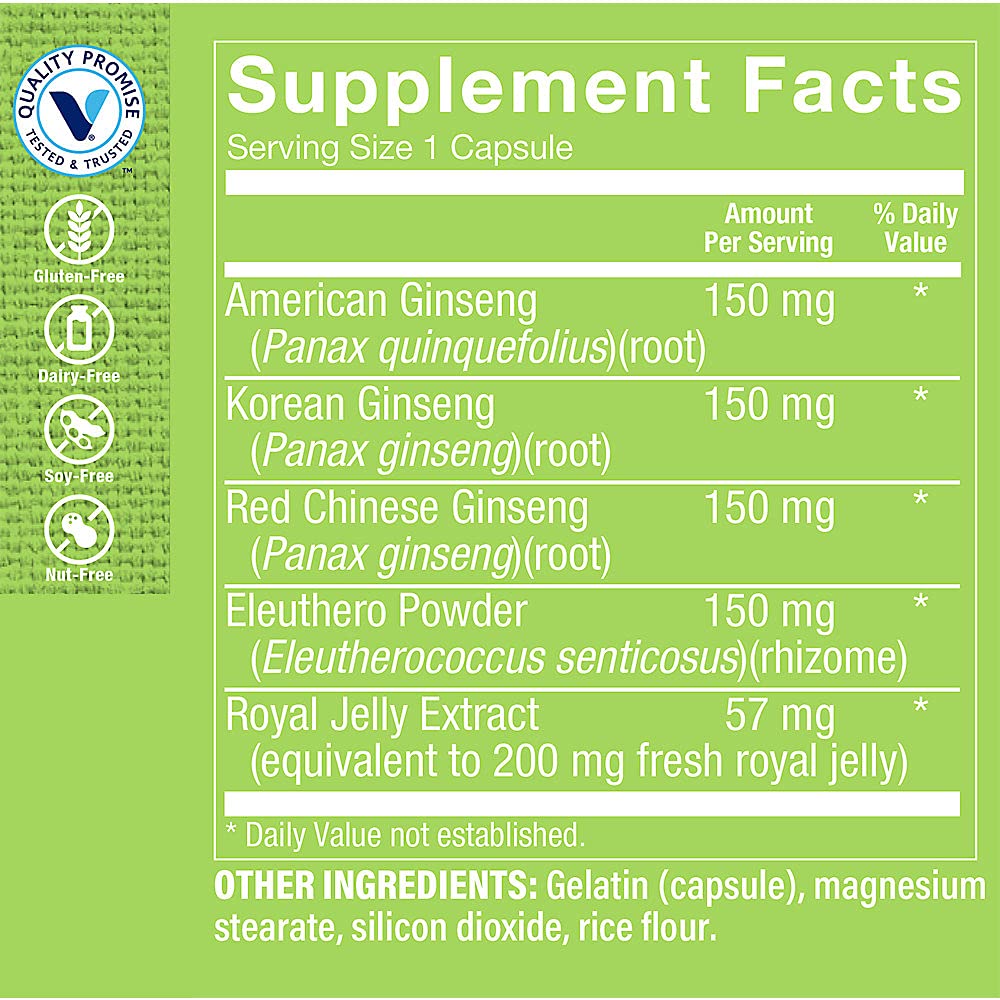 The Vitamin Shoppe Ginseng - Energy Support, Mental Clarity & Adaptogenic Wellness (120 Capsules)