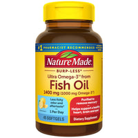 Thumbnail for Nature Made Extra Strength Omega 3 Fish Oil Supplements, 1400mg, Fish Oil Omega 3 Supplements as Ethyl Esters for Healthy Heart, Brain, Eyes, Mood Support, 45 Softgels, 45 Day Supply