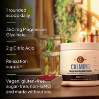 Thumbnail for KAL Calming Magnesium Glycinate Powder Plus Citric Acid - Unflavored - Nervous System, Bone and Relaxation Support Drink Mix - No Sugar - 60-Day Guarantee, 40 Servings, 8.5 OZ