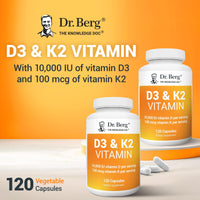 Thumbnail for Dr. Berg Vitamin D3 K2 w/MCT Powder - Includes 10,000 IU of Vitamin D3, 100 mcg MK7 Vitamin K2, Purified Bile Salts, Zinc & Magnesium for Ultimate Absorption - K2 D3 Vitamin Supplement - 120 Capsule