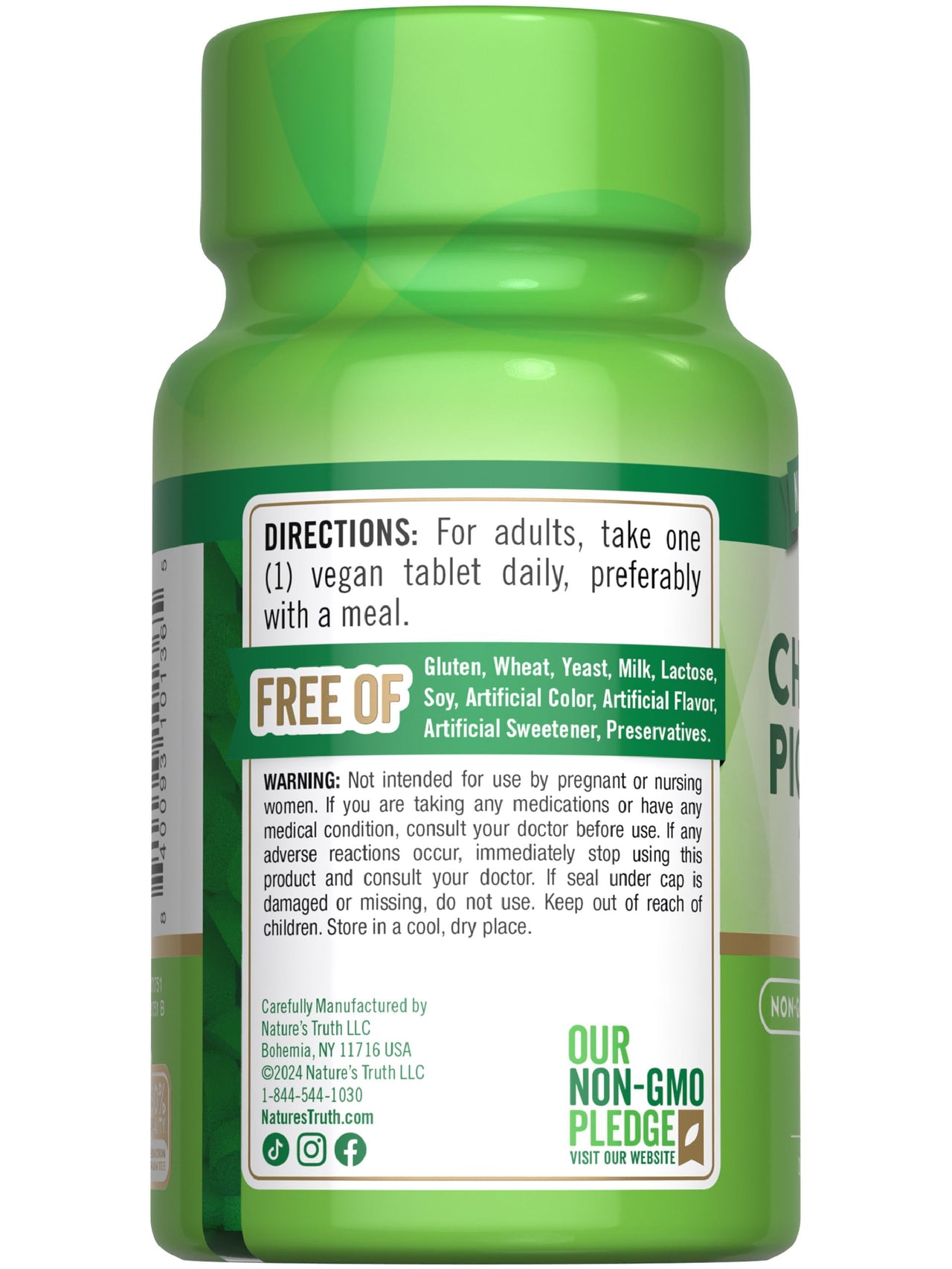 Nature's Truth Ultra Chromium Picolinate 1000mcg | 90 Tablets | Vegan, Non-GMO & Gluten Free Supplement