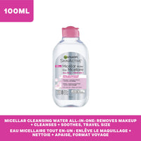 Thumbnail for Garnier Micellar Cleansing Water, All-in-1 Makeup Remover and Facial Cleanser, For All Skin Types, 3.4 Fl Oz (100mL), 1 Count (Packaging May Vary)