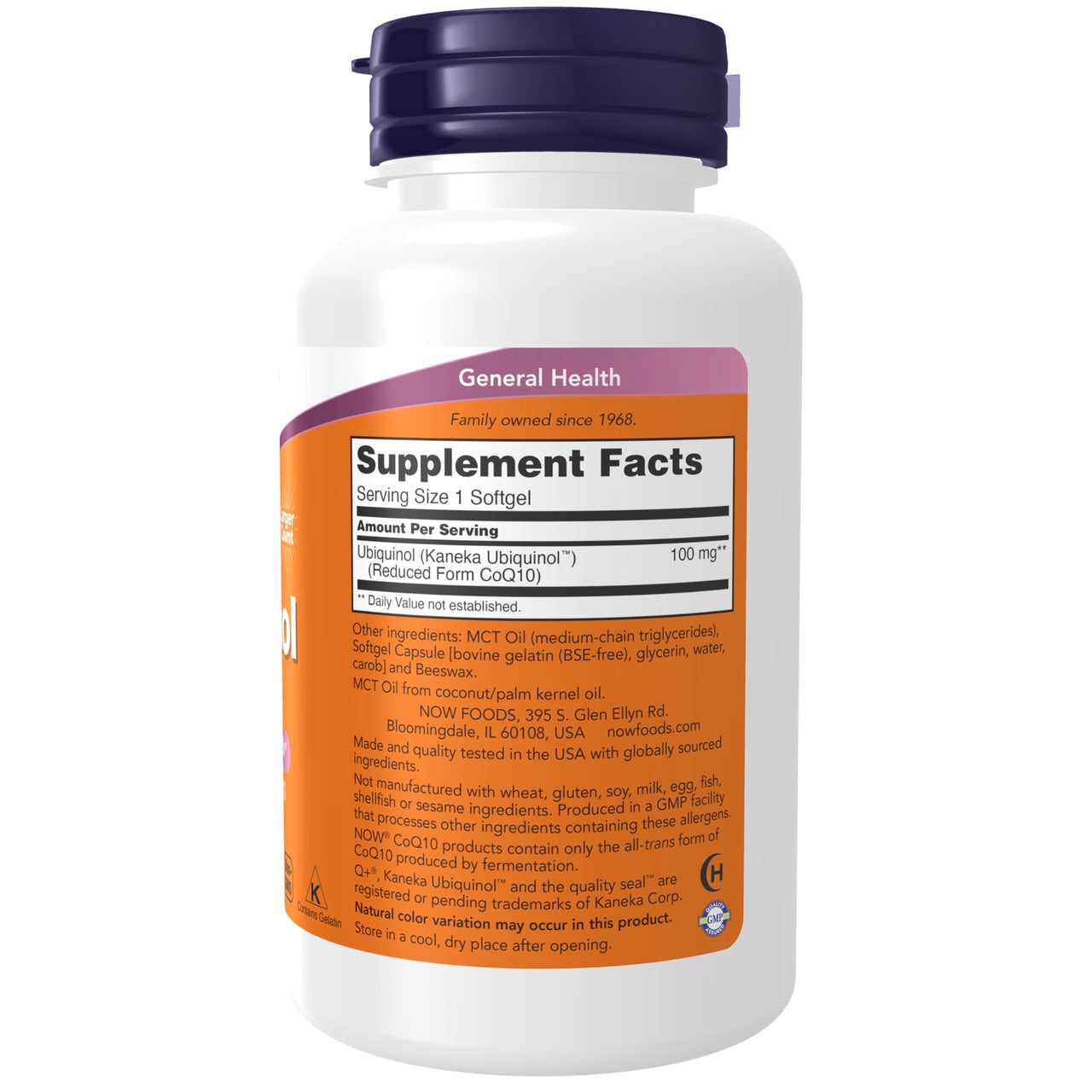 Now Supplements, Ubiquinol 100 mg, High Bioavailability (The Active Form of CoQ10), 120 Softgels