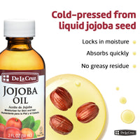 Thumbnail for De La Cruz Pure Jojoba Oil, Expeller-Pressed, Hexane-Free, Non-GMO, Bottled in USA 2 FL. OZ. (1 Bottle)