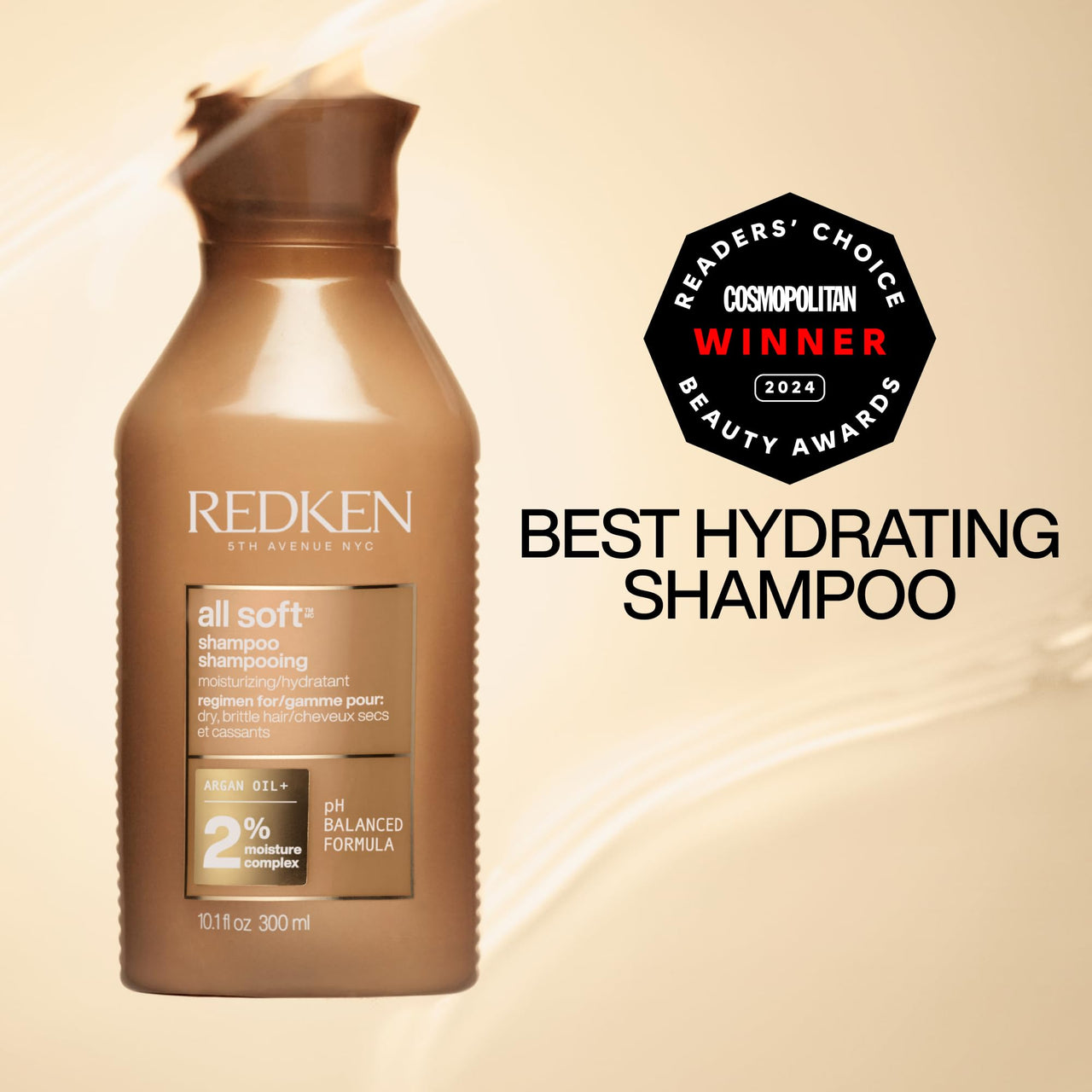 Redken All Soft Argan Oil Shampoo | For Dry / Brittle Hair | Provides Intense Softness and Shine | Travel Size | 1.7 Fl Oz