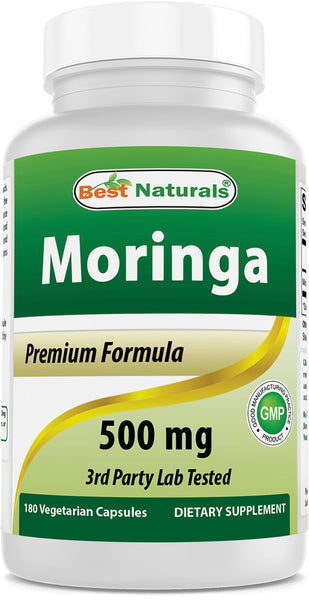 Best Naturals Moringa 500 mg 180 Vegetarian Capsules
