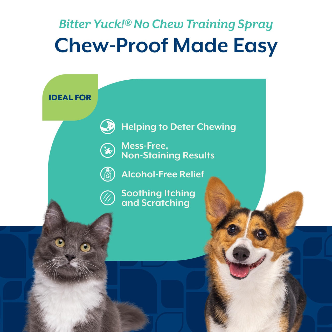 NaturVet Bitter Yuck! No Chew Spray for Dogs, Cats, and Horses Pet Training Spray, Liquid, Made in The USA, 8 Ounce