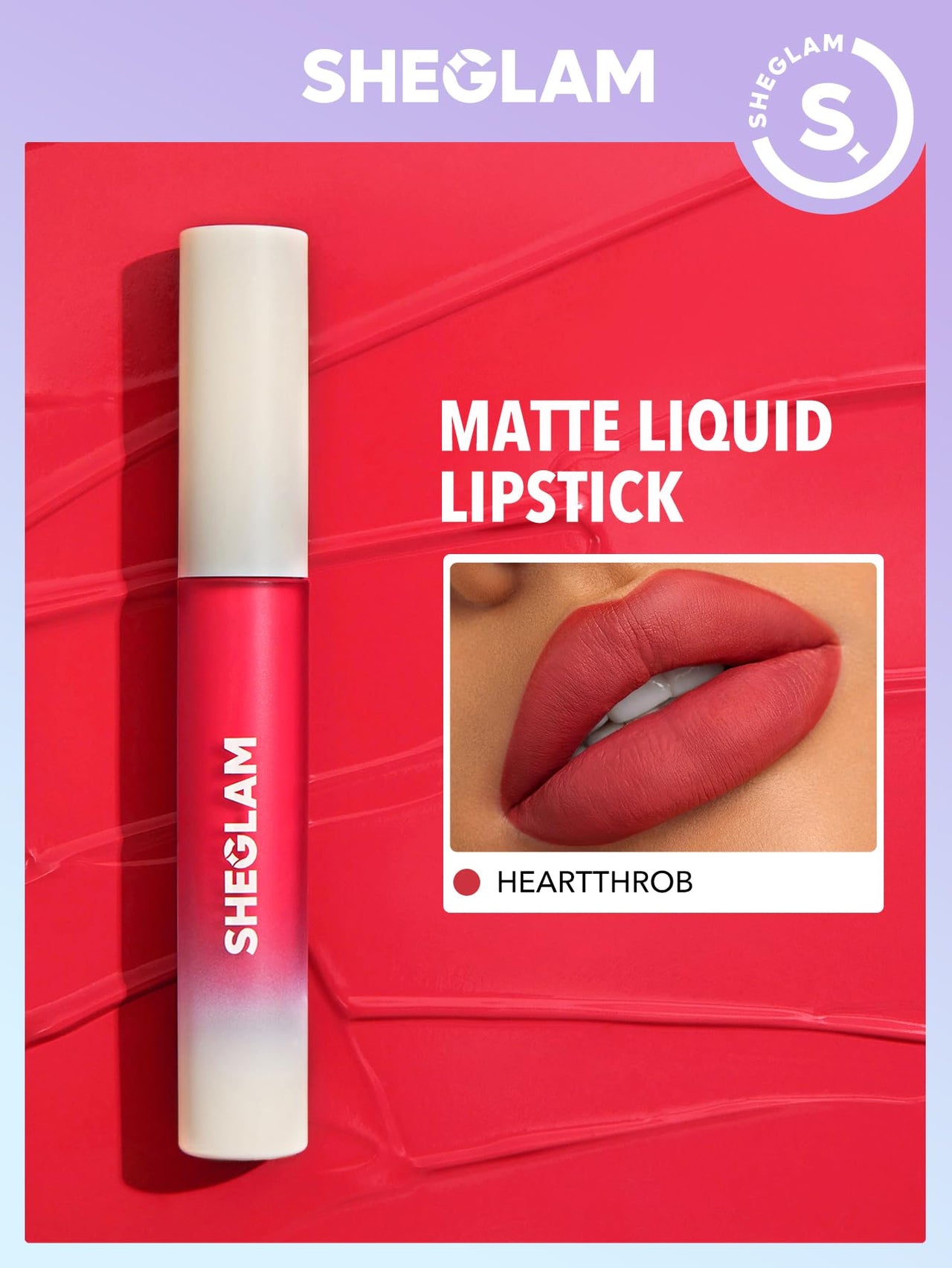 SHEGLAM Matte Allure Liquid Lipstick Long Lasting High Pigment Lipstick Nourishing Sunflower Oil Reduce Lip Care-Heartthrob