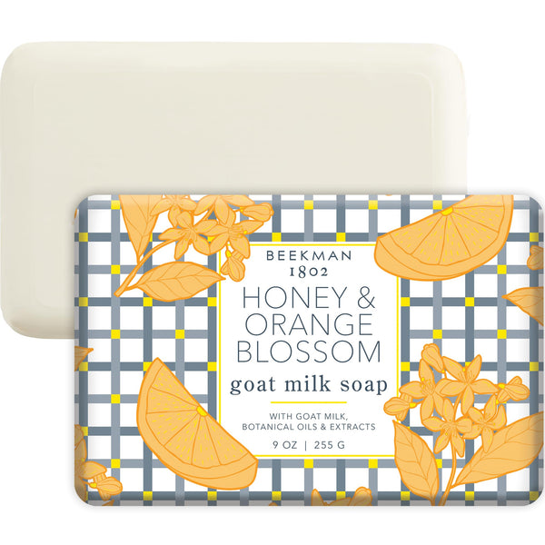 Beekman 1802 Goat Milk Soap – Moisturizing Hand & Body Soap Bar with Shea Butter & Botanical Oils, Triple-Milled, Non-Drying, Made for Sensitive Skin, Honey & Orange Blossom 9 oz