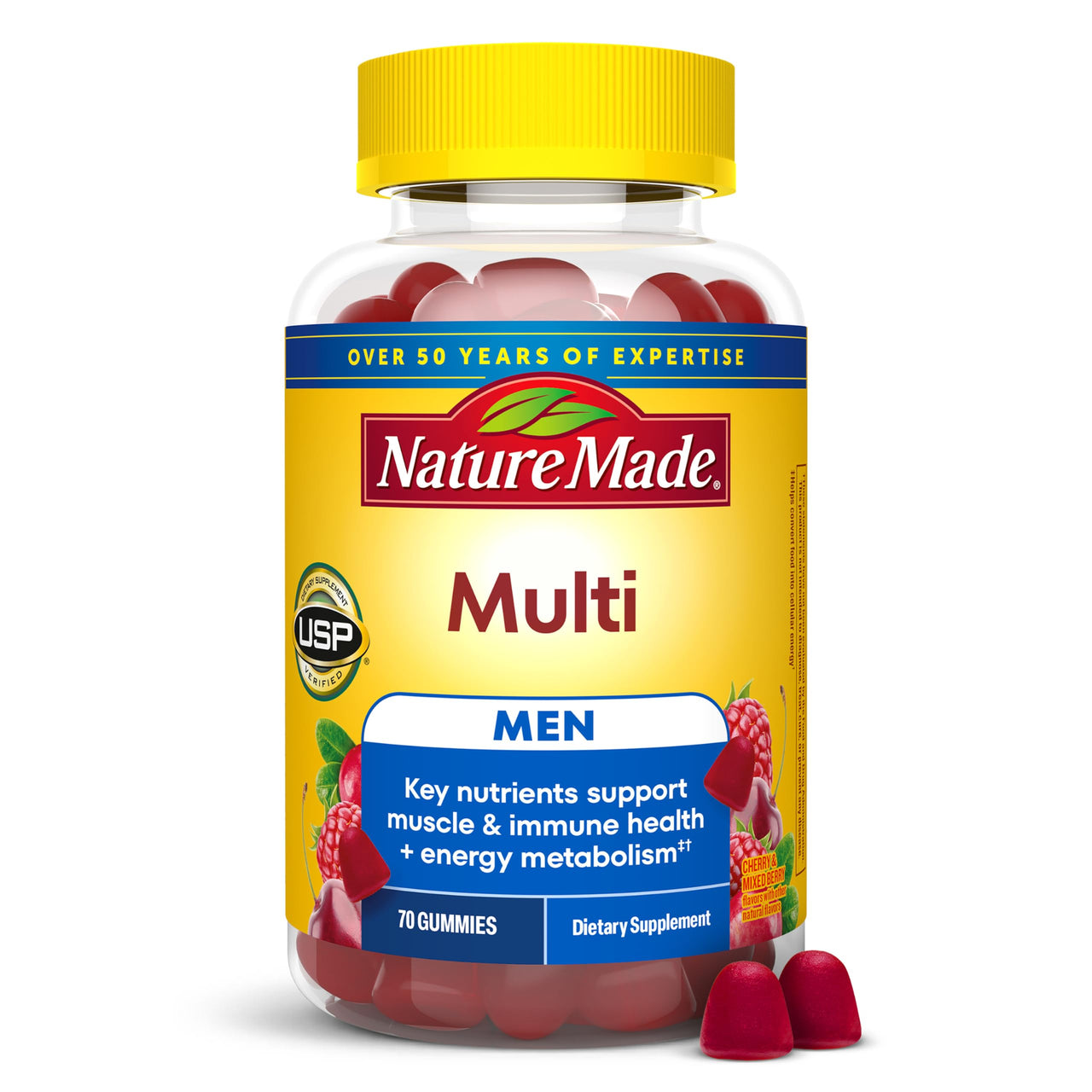Nature Made Multi for Him, Mens Multivitamins Gummies, Energy Metabolism Support, Multivitamin for Men, 70 Gummy Vitamins and Minerals, 35 Day Supply