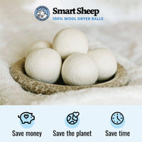 Thumbnail for Smart Sheep Wool Dryer Balls - 6-Pack - XL Premium Natural Fabric Softener Award-Winning - Wool Balls Replaces Dryer Sheets - Wool Balls for Dryer - Laundry Balls for Dryer