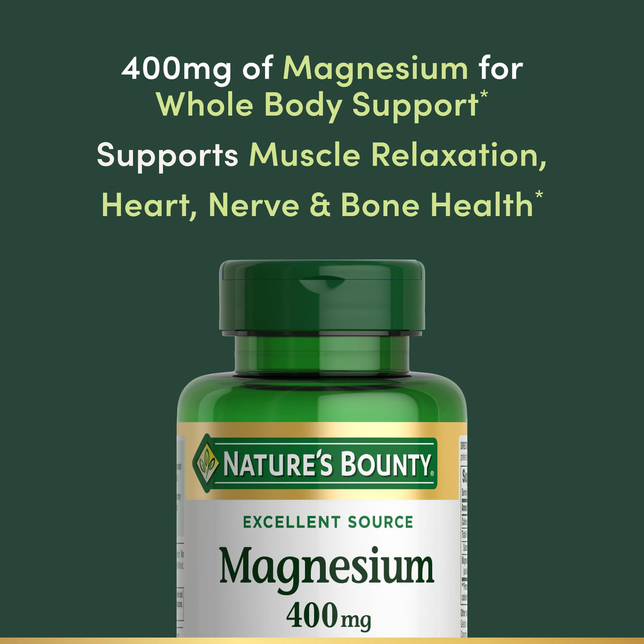 Nature's Bounty Magnesium 400 mg Softgel, Whole Body Support, Magnesium Supplements for Men and Women, Heart, Nerve & Bone Health, 75 Softgels (Pack of 1)