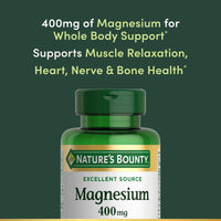 Thumbnail for Nature's Bounty Magnesium 400 mg Softgel, Whole Body Support, Magnesium Supplements for Men and Women, Heart, Nerve & Bone Health, 75 Softgels (Pack of 1)