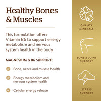Thumbnail for Solgar Magnesium with Vitamin B6, 250 Tablets - Promote Healthy Bone Mineralization, Support Nerve & Muscle Function, Energy Metabolism - Non-GMO, Vegan, Gluten Free, Dairy Free, Kosher - 83 Servings