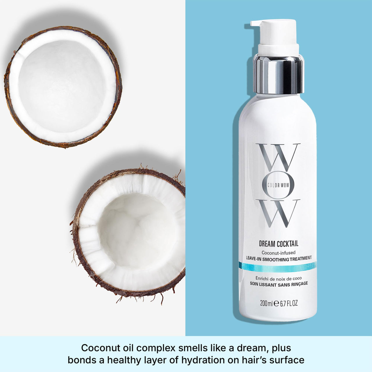 COLOR WOW Dream Cocktail Coconut Infused Leave-in Treatment – Silky, Supple, Frizz-Free Hair | Blow Dry Boost + Heat Protectant