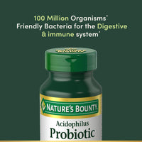 Thumbnail for Nature's Bounty Acidophilus Probiotic, Daily Probiotic Supplement, Digestive Health, 200 Tablets, Twin Pack