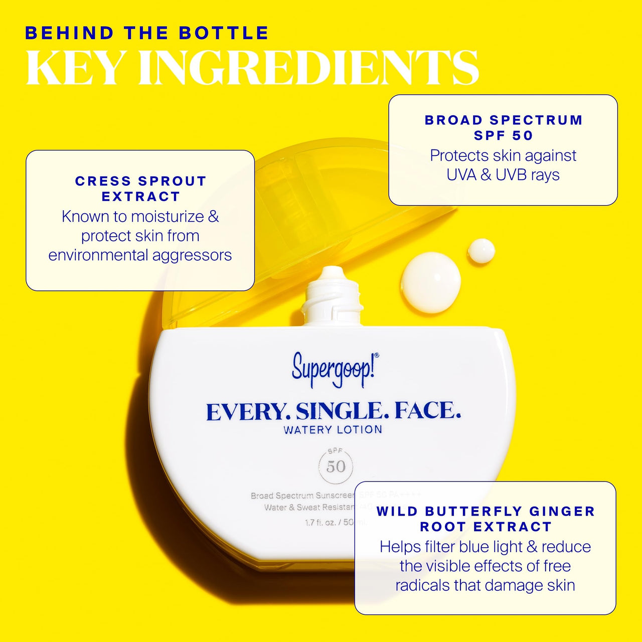 Supergoop! Every. Single. Face. Watery Lotion - 1.7 fl oz - Broad Spectrum SPF 50 PA++++ Sunscreen Lotion - Water & Sweat Resistant - All Skin Types