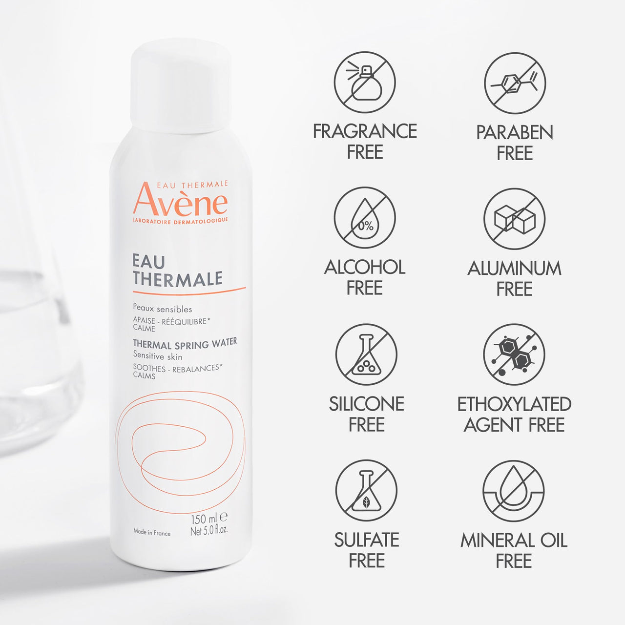 Avène Thermal Spring Water, Soothing Calming Facial Mist Spray for Sensitive Skin, 5 Fl Oz