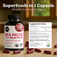 Thumbnail for Atlantic Naturals Sea Moss with Beet Root Capsules - Premium Quality Multivitamin Supplement - Sea Moss Superfood to Support Immune Health, Blood Flow, Joint Health & Athletic Performance - 120 ct