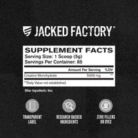 Thumbnail for Jacked Factory Creatine Monohydrate Powder 425g - 5g Daily Creatine Supplement for Men and Women, Vegan-Friendly, Third-Party Tested - 85 Servings, Unflavored