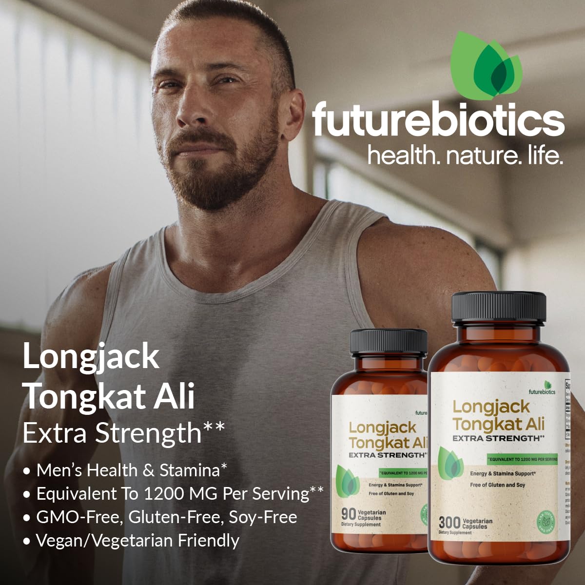 Futurebiotics Longjack Tongkat Ali Extra Strength Energy & Stamina Support - Non-GMO, 90 Vegetarian Capsules