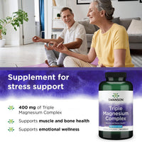 Thumbnail for Swanson Triple Magnesium Complex - 400mg Supplement for Optimal Bone Health and Absorption - Citrate, Oxide, and Aspartate - Triple Magnesium Supplement (300 Capsules)