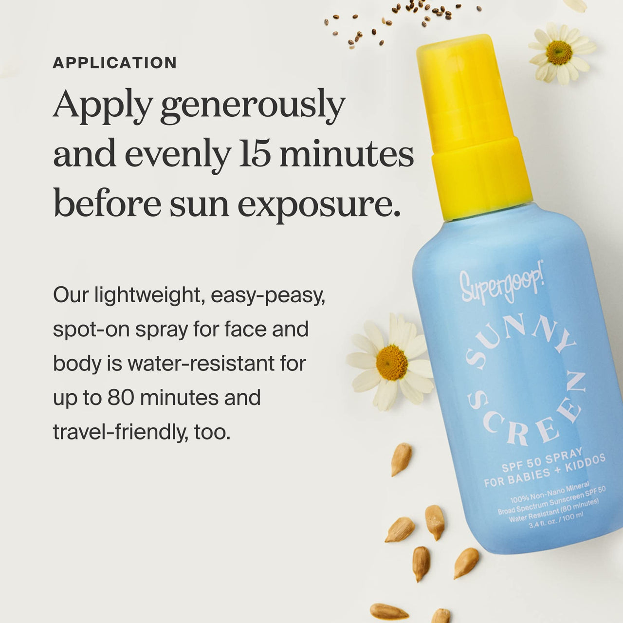 Supergoop! Sunnyscreen 100% Mineral Spray SPF 50, 3.4 fl oz - Face & Body Sunscreen for Babies & Kids - 100% Non-Nano Mineral Formula - Pediatrician Tested, Hypoallergenic, Fragrance & Silicone Free