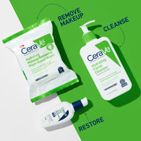 Thumbnail for CeraVe Hydrating Facial Cleansing Makeup Remover Wipes, Plant Based Face Wipes, Biodegradable in Home Compost, Face Wash Cloth, Suitable for Sensitive Skin, Fragrance-free Non-comedogenic, 25 Count