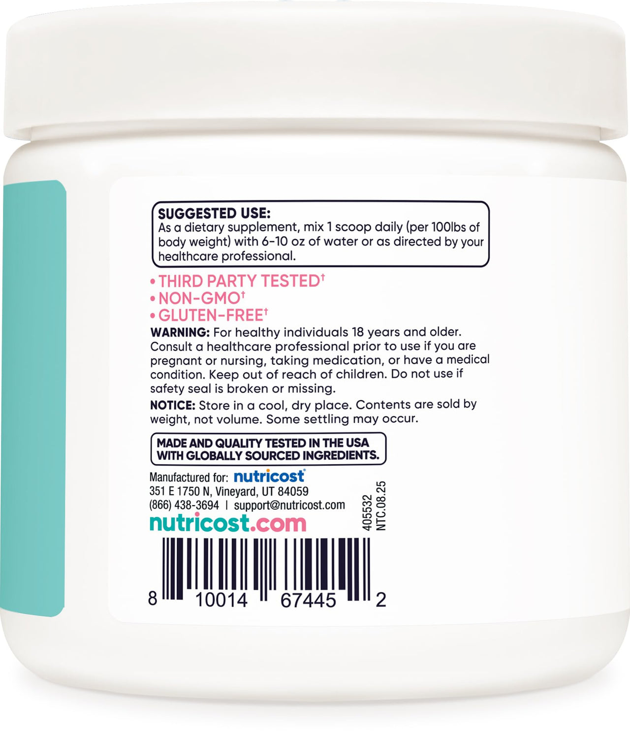 Nutricost Creatine Monohydrate Powder for Women, Micronized, Unflavored, 50 Servings - Vegetarian, Non-GMO, Gluten Free