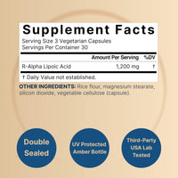 Thumbnail for NatureBell R Alpha Lipoic Acid 1,200mg Per Serving, 90 Veggie Capsules | Stabilized R-ALA for Better Absorption – Max Potency – Healthy Aging Antioxidant Supplement – Contains No S-ALA – Non-GMO