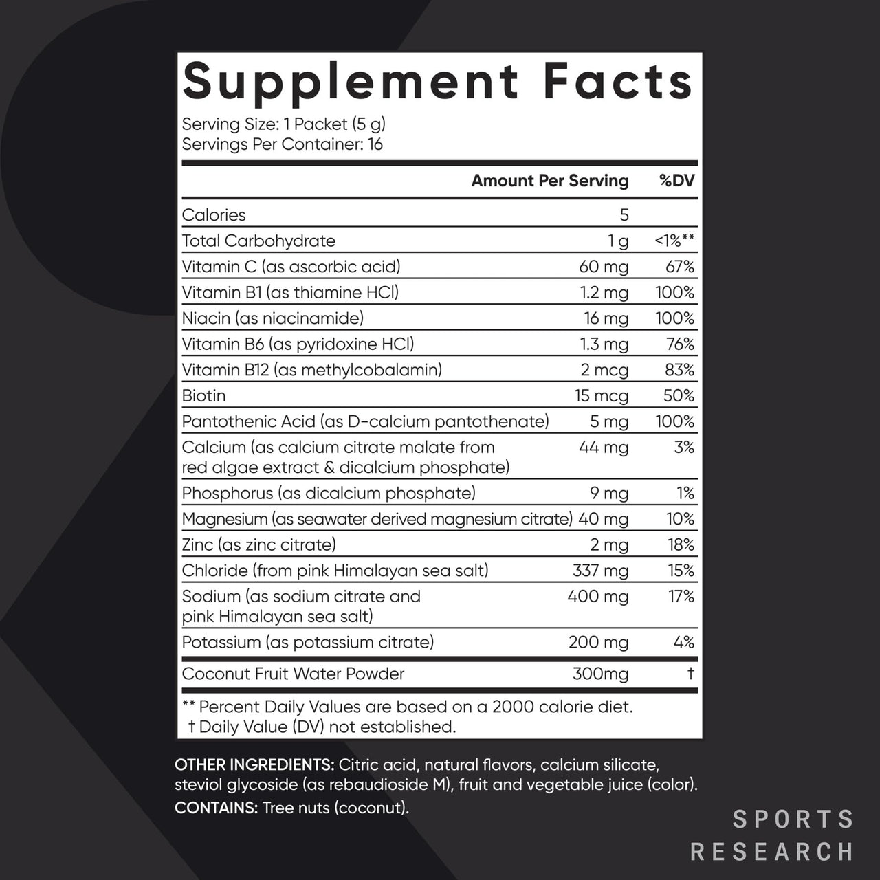 Sports Research Hydrate Electrolytes Dynamic Duo - Sugar-Free & Naturally Flavored with Vitamins, Minerals, and Coconut Water - 32 Hydration Packets of Cherry Pomegranate & Passion Fruit