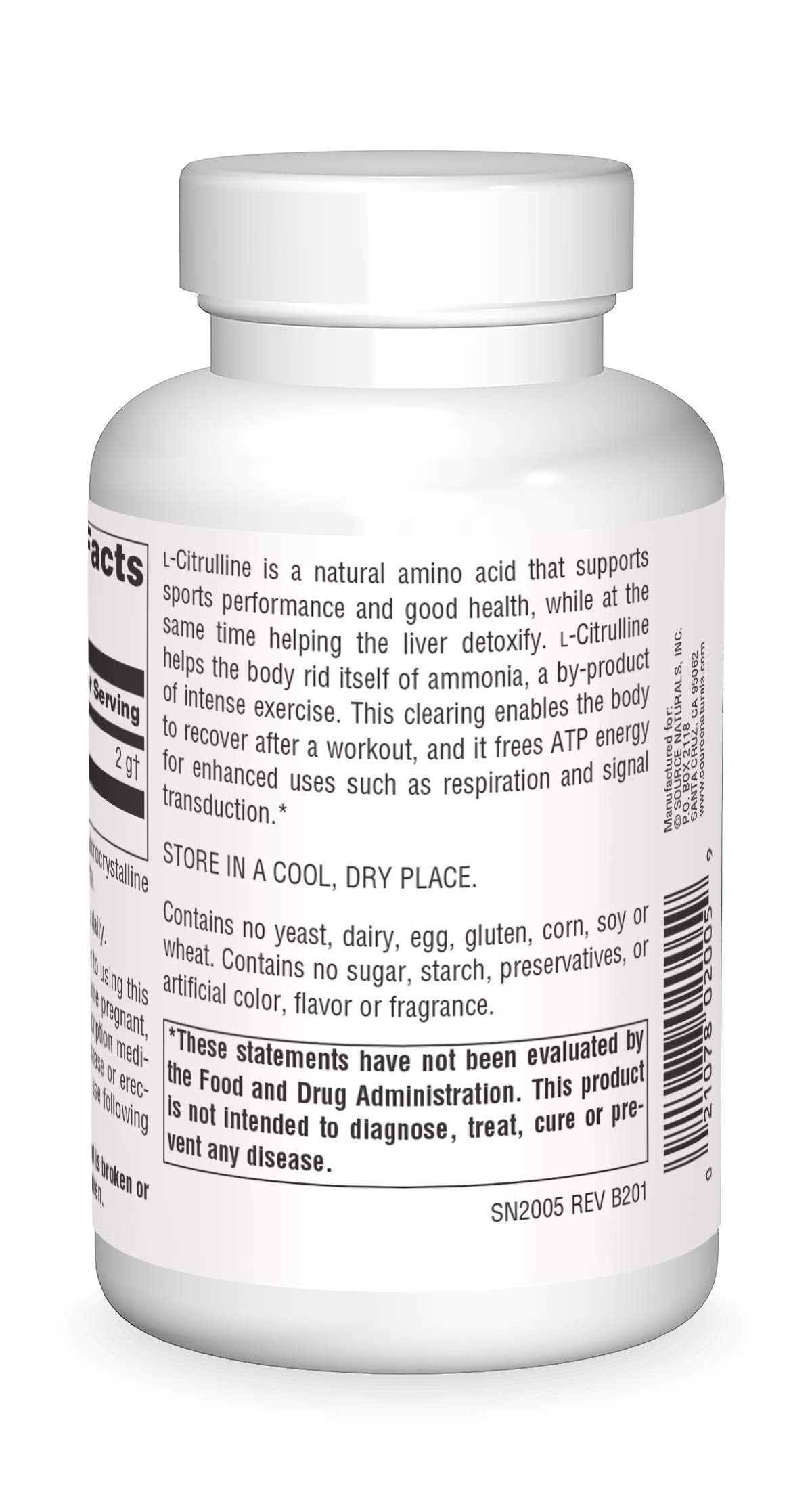 Source Naturals L-Citrulline - Supports Exercise Recovery, Energy and Detoxification*, 500 mg - 120 Capsules