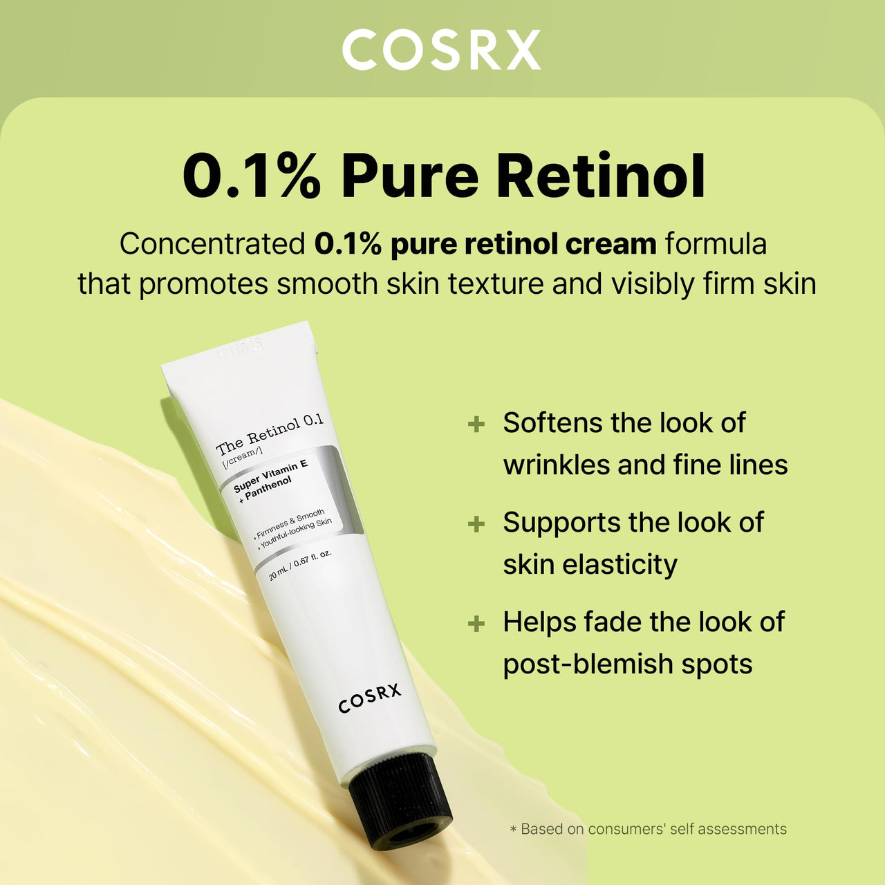 COSRX Retinol 0.1% Cream, 0.67 Oz, Anti-aging Eye & Neck Cream with Retinoid Treatment to Firm Skin, Reduce Wrinkles, Fine Lines, Signs of Aging, Gentle Daily Korean Skin Care