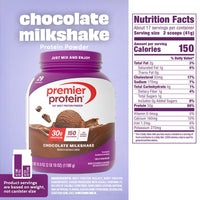 Thumbnail for Premier Protein Powder, Chocolate Milkshake, 30g Protein, No Added Sugar, 100% Whey Protein, Keto Friendly, Soy & Gluten Free, 24.5 oz (17 Servings)