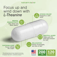 Thumbnail for Nature's Trove L-Theanine 200mg 120 Vegetarian Capsules