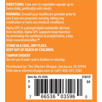 Thumbnail for The Vitamin Shoppe Alpha GPC (Alpha-Glyceryl-Phosphoryl-Choline) 300MG Supports Brain