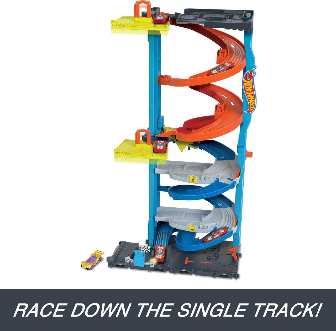 Hot Wheels City Transforming Race Tower & 1 Toy Car