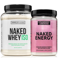 Thumbnail for NAKED Vanilla Whey Isolate Protein Powder (24 Servings) Strawberry Lemonade Energy Pre Workout (30 Servings) – Grass-Fed; Non-GMO; Gluten Free; Soy Free; Vegan Friendly