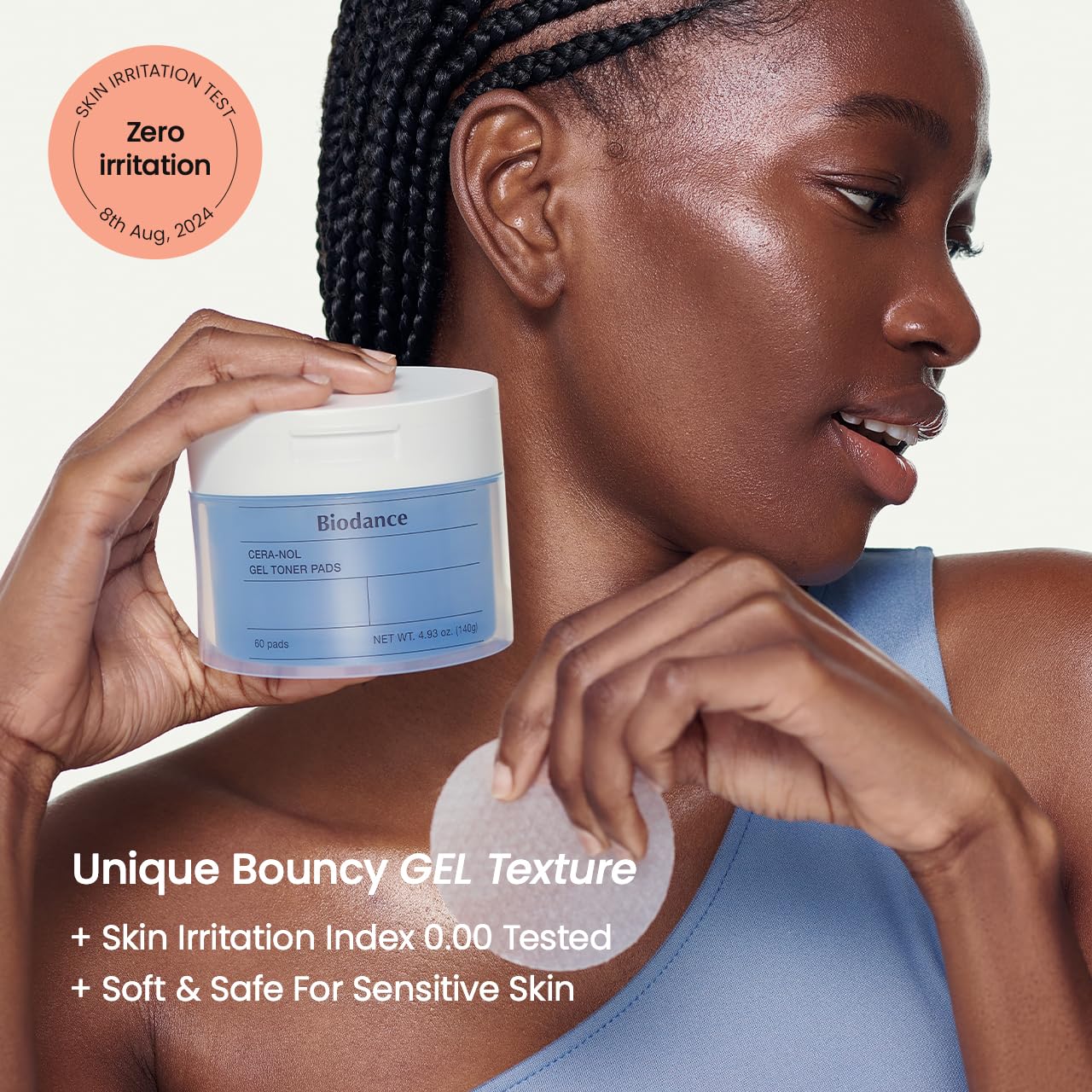Biodance Cera-NOL Gel Toner Pads, Deep Hydrating & Soothing Toner Pads for Sensitive Skin, Redness Reducing, Mositurizing, Pre-Soaked Pads, Korean Skin Careㅣ4.93 fl.oz.(140g)*60Pads