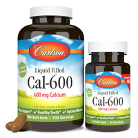 Thumbnail for Carlson - Cal-600, 600 mg Calcium, Bone Support, Healthy Teeth & Optimal Wellness, 100+30 Softgels