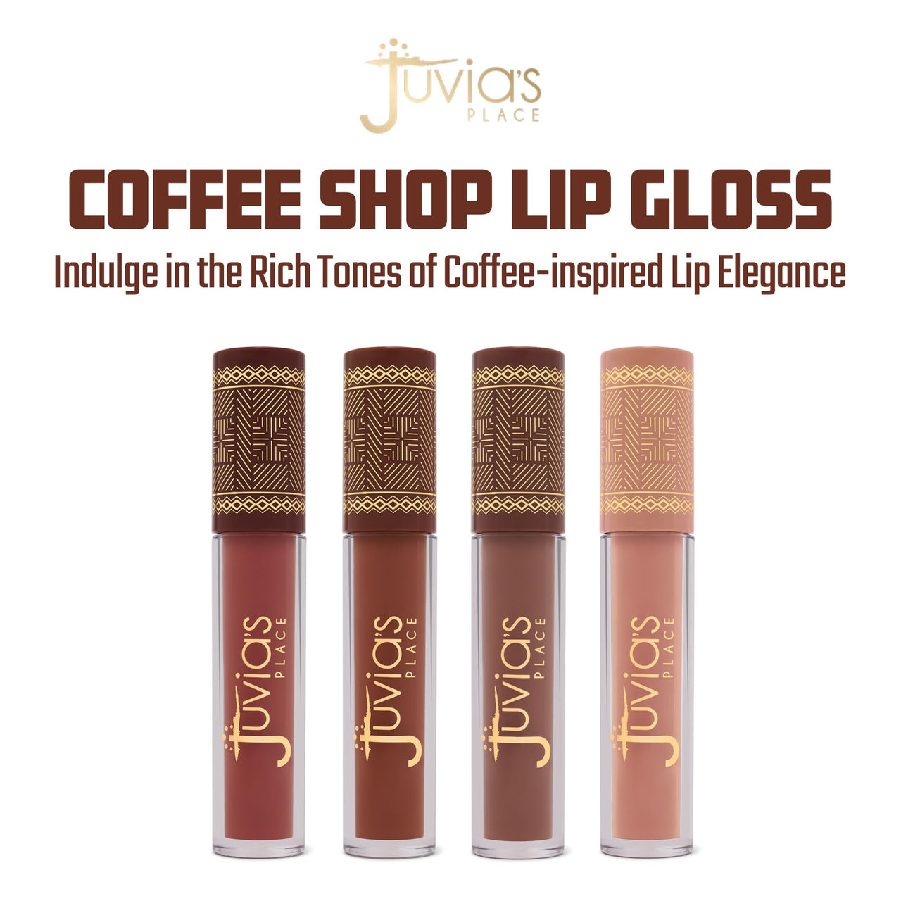 Juvia's Place Coffee Shop Lip Gloss - Mochaccino - Hydrating Butter Lip Gloss for Women, Long-Lasting Shine, Moisturizing Glass-like Finish, Plumping Non-sticky, Suitable for every vibe