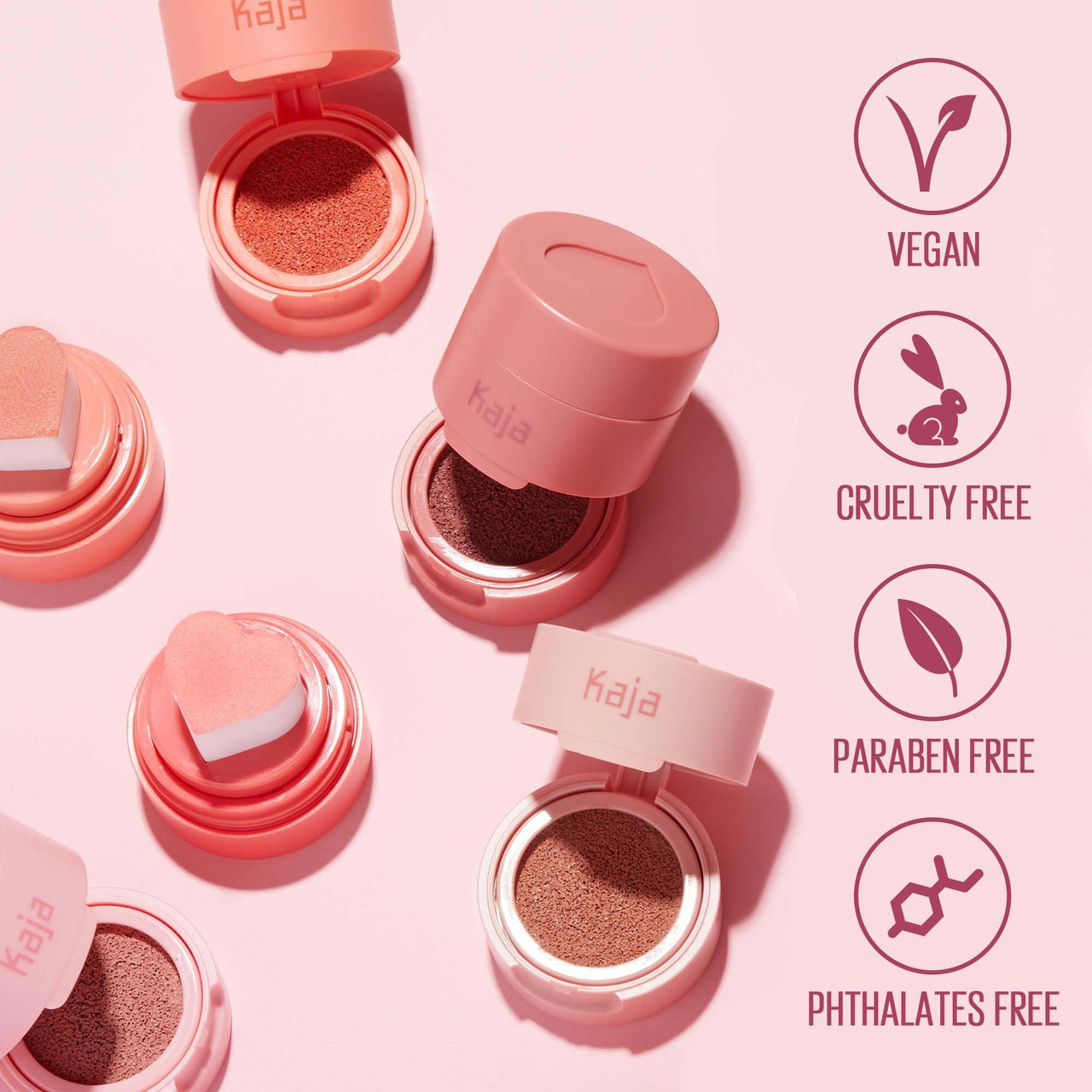 KAJA Blusher - Cheeky Stamp 06 Flirty | Kbeauty, Cute Makeup, Buildable & Blendable Shade with Heart-shaped Applicator, Sunkissed Finish, Travel size, Hygienic, Portable, Korean Makeup, 0.17 Oz