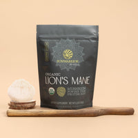 Thumbnail for Sunwarrior Lions Mane Supplement Organic Mushroom Powder | Lion's Mane Powder Focus Supplement Mushroom Tea | 150g Pouch 60 Servings | Be Well