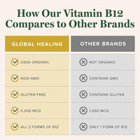 Thumbnail for Global Healing - Organic Vitamin B12 5000 MCG Sublingual Liquid - Methylcobalamin, Hydroxo Blend & More - Methylated Drops for Adults - Vegan, Non-GMO, VIT B12, Vitamins Supplement (2 Oz)