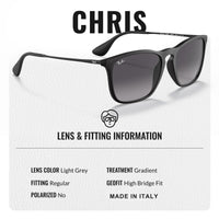 Thumbnail for Ray-Ban RB4187 CHRIS Square Shaped Non-Polarized Sunglasses for Men – Includes Official RAYBAN Eyewear Kit – Ideal Formal & Casual Wear Sunglasses – Light Grey Gradient Lens