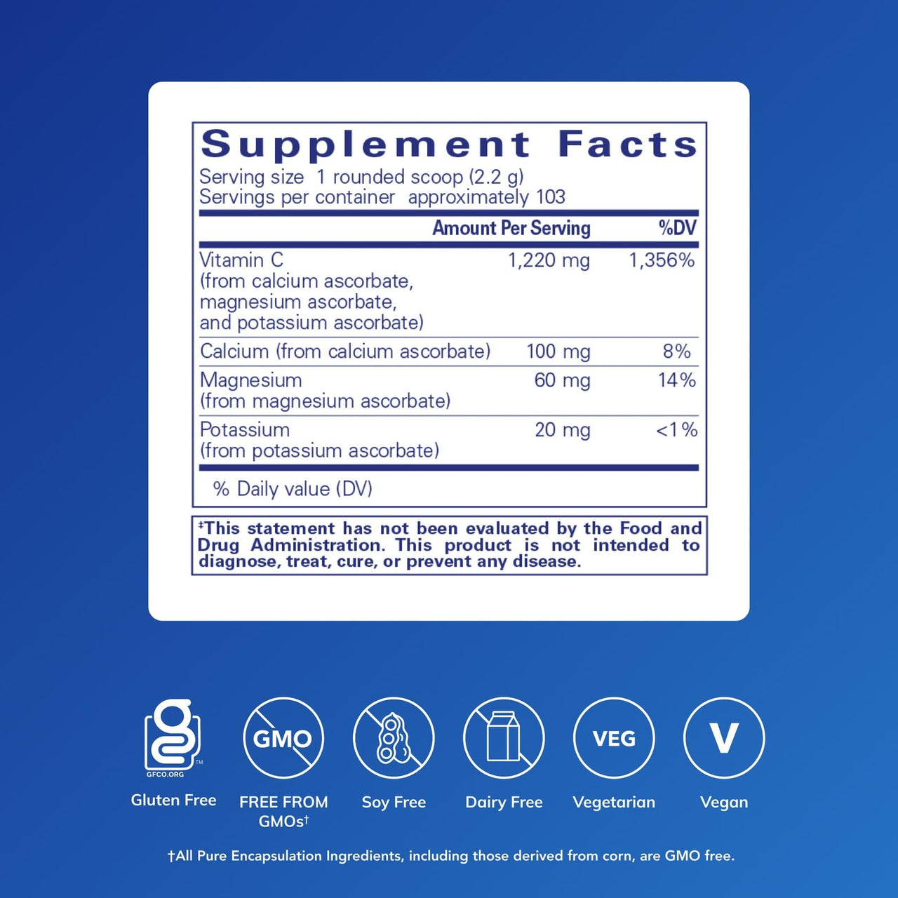 Pure Encapsulations Buffered Ascorbic Acid Powder | Vitamin C Supplement for Sensitive Individuals | 8 Ounces