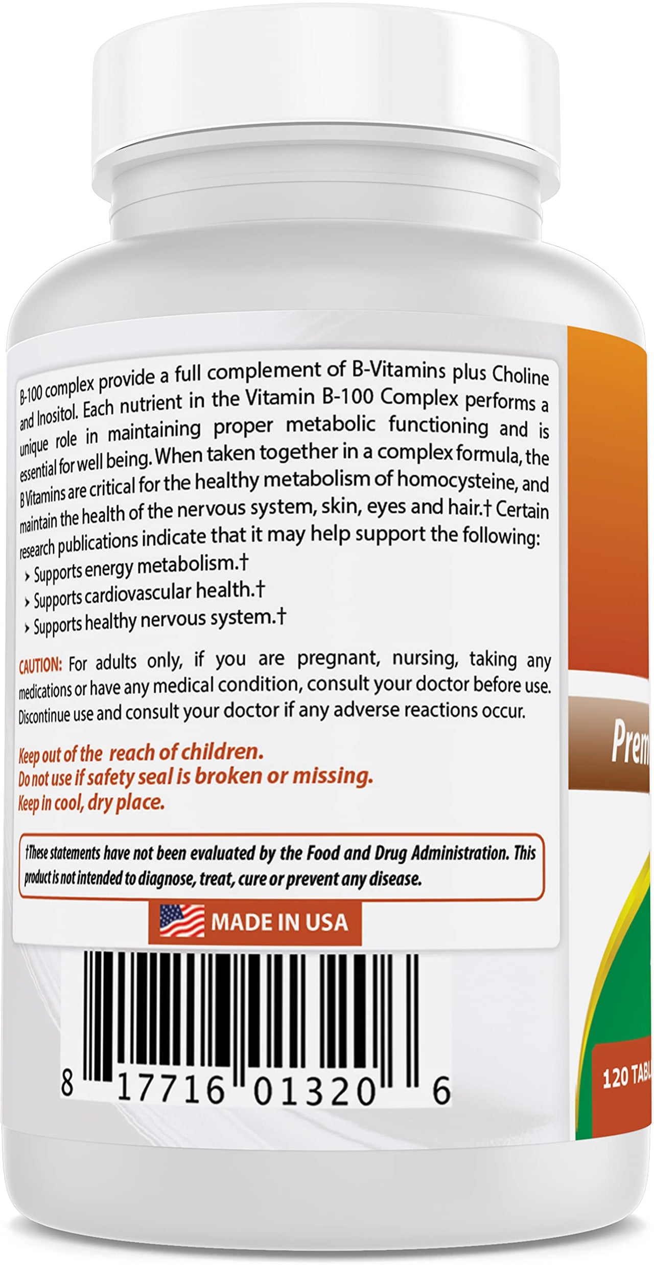 Best Naturals B-100 Complex for adults, 120 Tablets