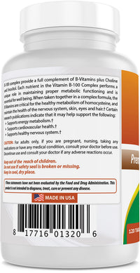 Thumbnail for Best Naturals B-100 Complex for adults, 120 Tablets