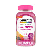 Thumbnail for Centrum MultiGummies Multi+ Beauty Dual Action Multivitamin, Specially Designed with Biotin for Healthy Hair, Skin and Nails, Cherry/Berry/Orange Flavors - 100 Count